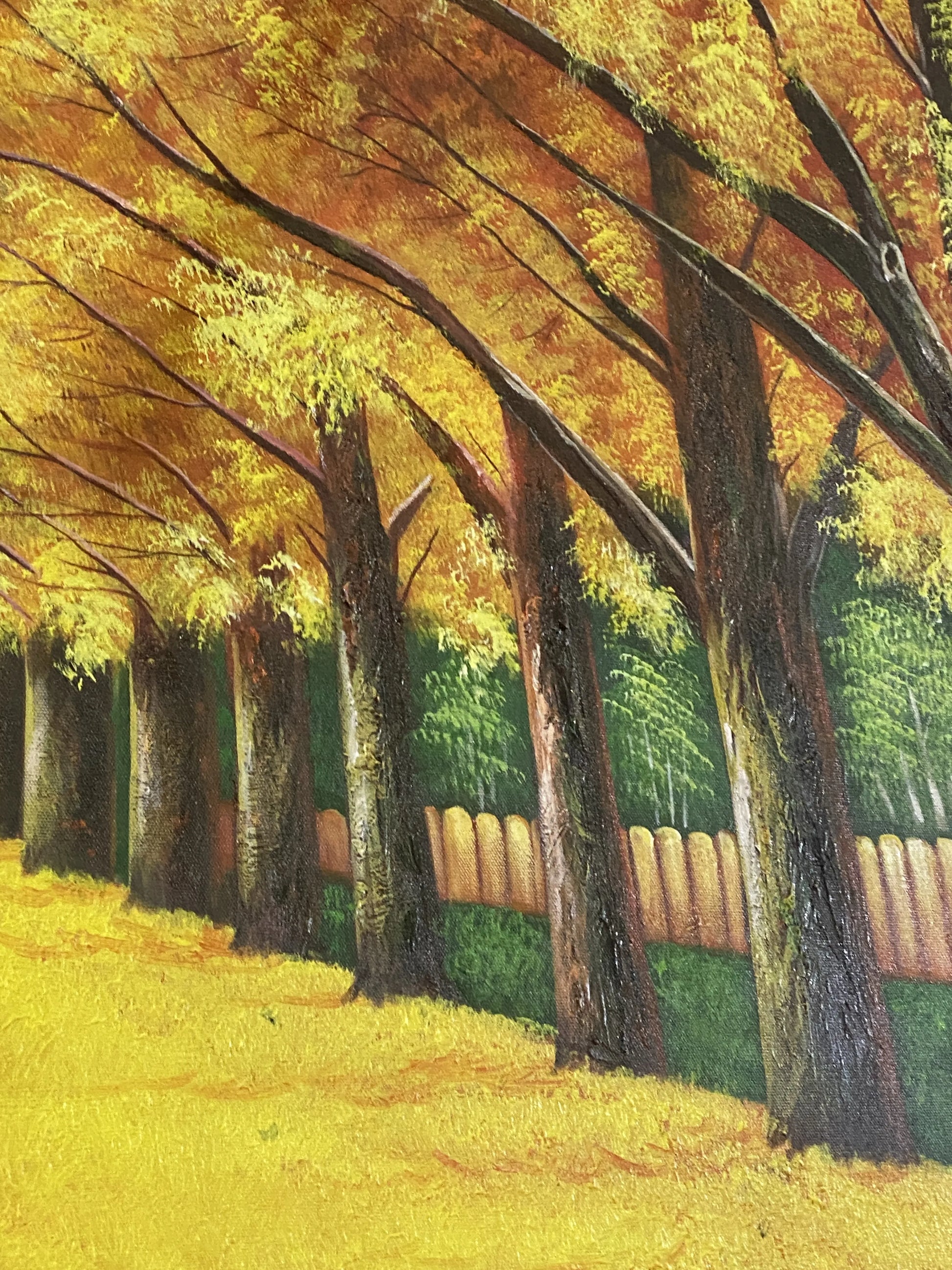Yellow Leaves Road Oil Painting on Canvas