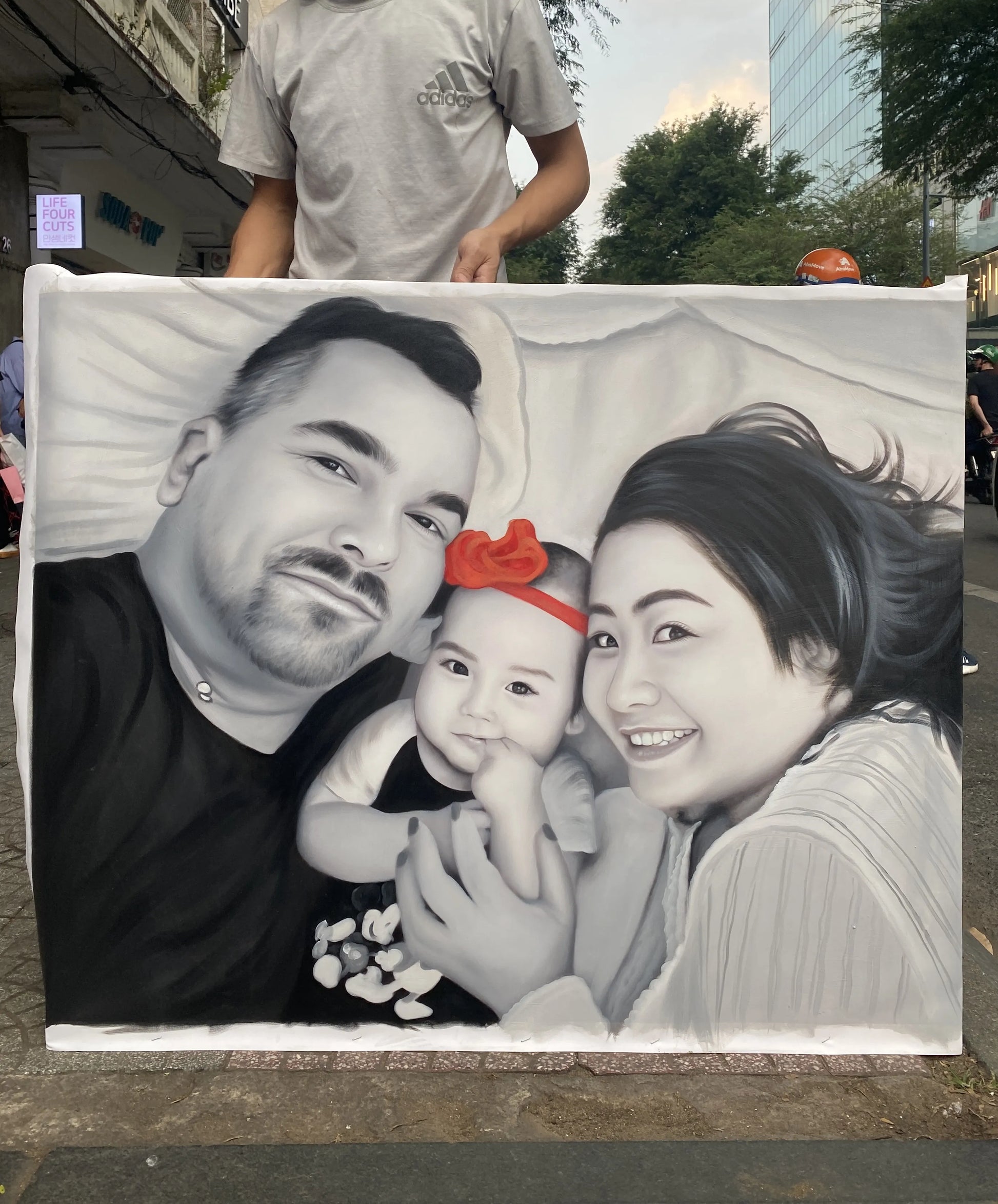 Family Portrait from Photo on Canvas