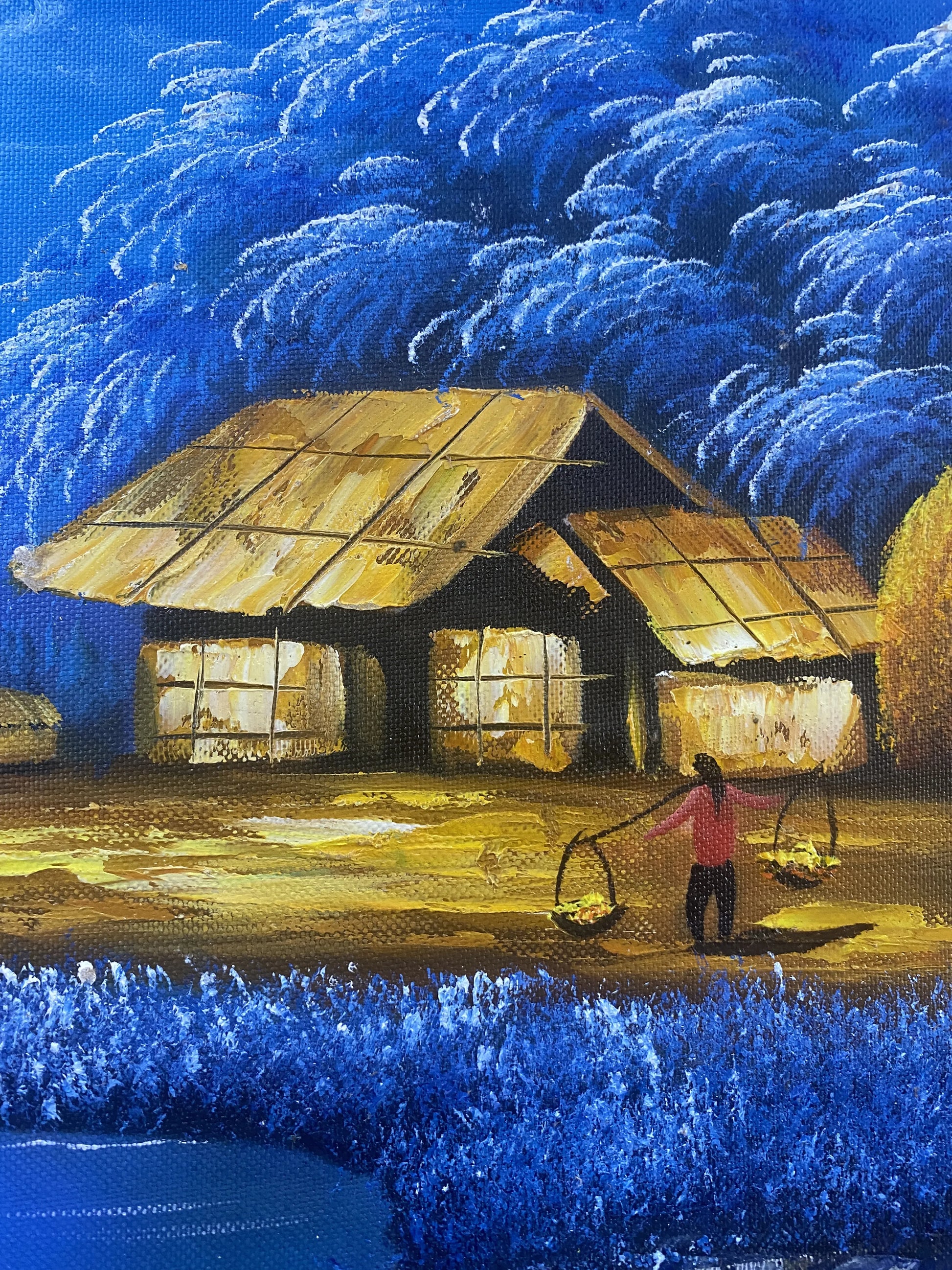 Village at Night Landscape Home Decor