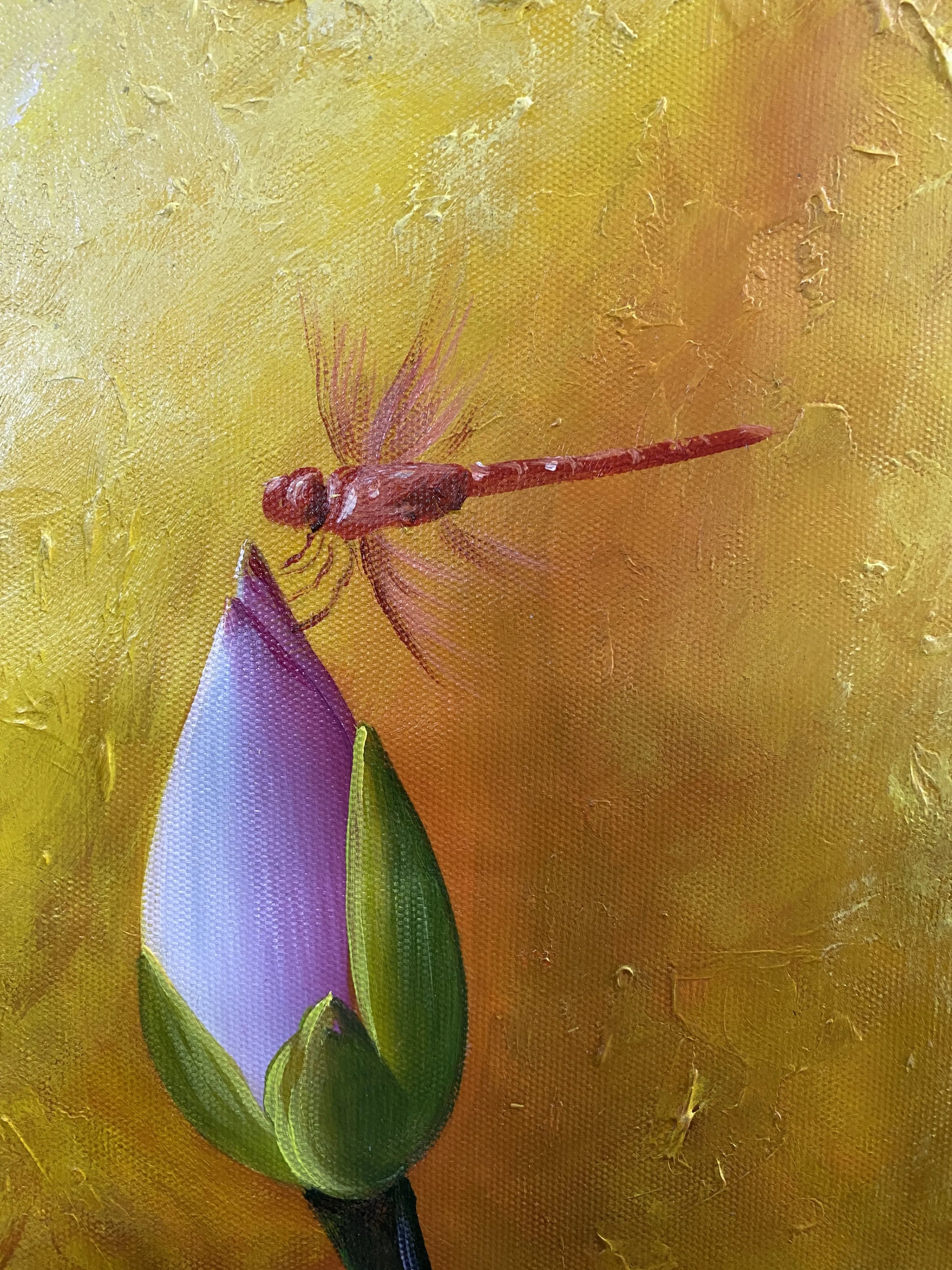 3d Lotus Flower Golden Texture Hand-painted