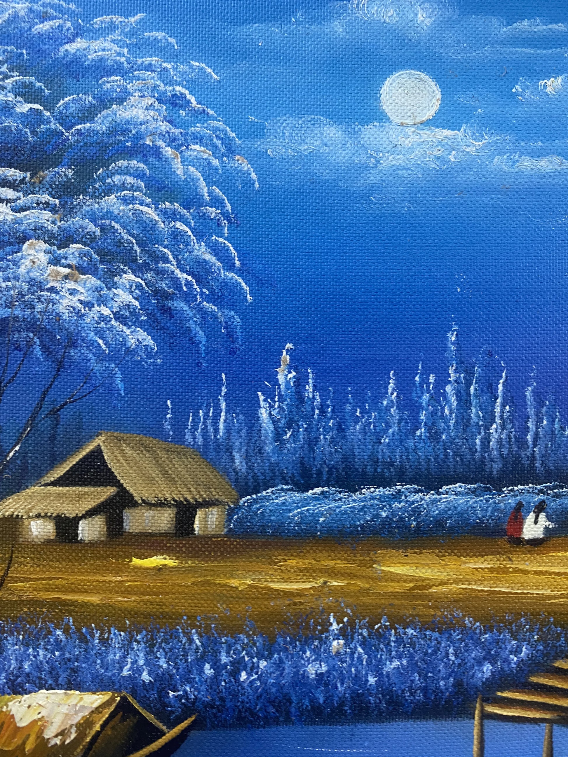 Village at Night Landscape Home Decor