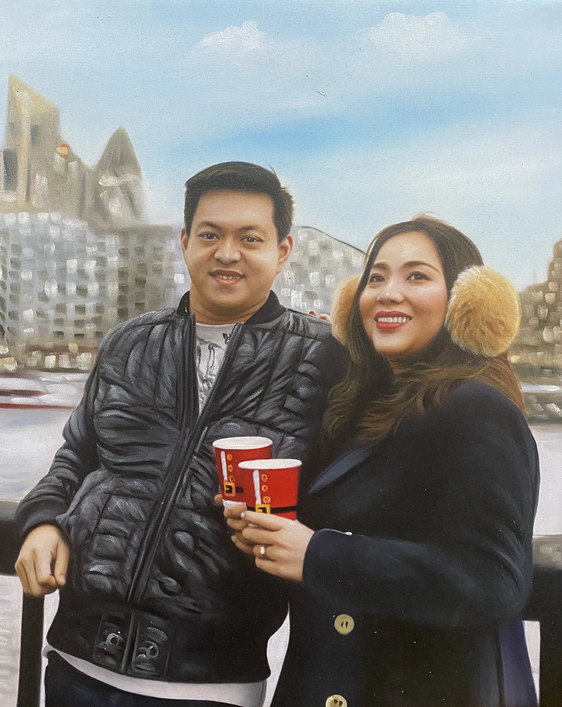 Couple Anniversary Painting from Photo on Canvas
