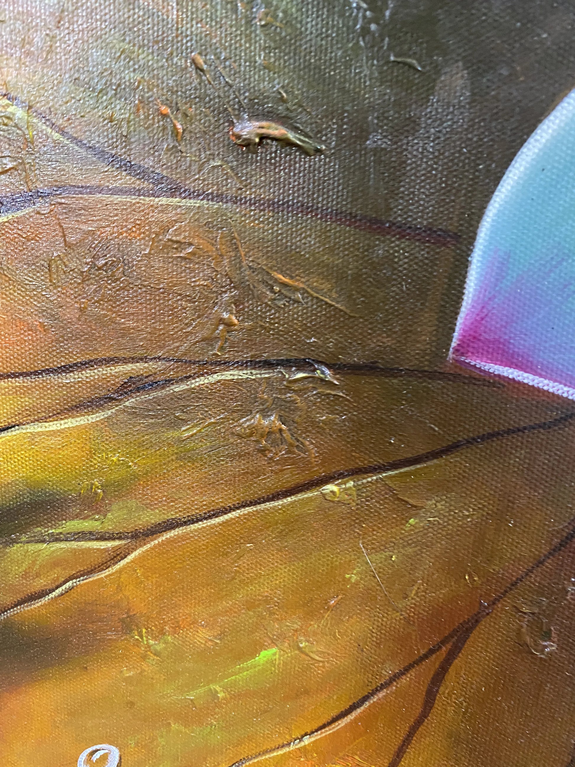 3d Lotus Flower Golden Texture Hand-painted